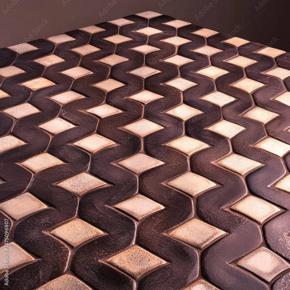 Poster close-up of a stylish table featuring an intricate pattern enhancing the overall aesthetic appeal