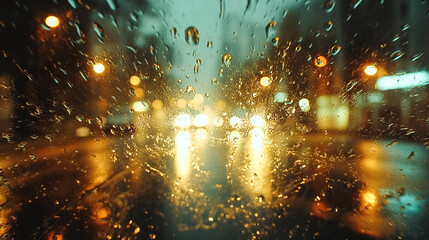 Drops of rain on glass with filter effect retro vintage style