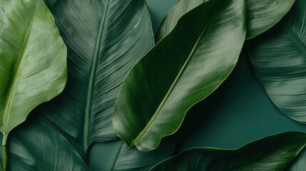 Single green leaf placed on a bright blue background highlighting nature's contrast and beauty