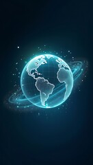 Fototapeta premium Holographic Digital Globe with Connected Data Streams, Representing Global Connectivity 