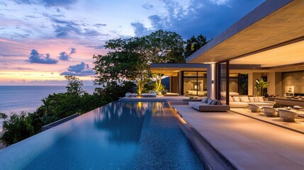 Fototapeta premium Beachside villa with a spacious infinity pool