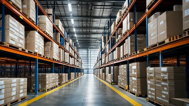 High tech modern warehouse. Industry 4.0 concept