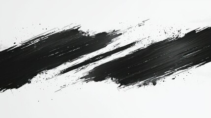 Obraz premium Abstract Black Ink Strokes on White Background: A Dynamic Composition