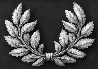 Silver Leaf Wreath with Dark Background.