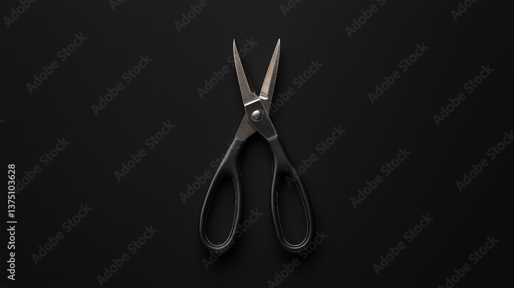 Poster black and white photograph of a pair of scissors. the scissors are positioned in the center of the i