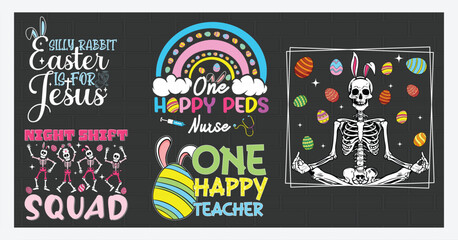 Happy Easter Day with Bunny T Shirt Design Bundle