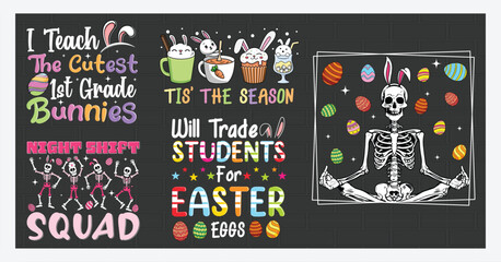 Happy Easter Day with Bunny T Shirt Design Bundle