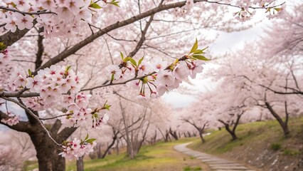 Fototapeta premium Cherry blossom trees in spring