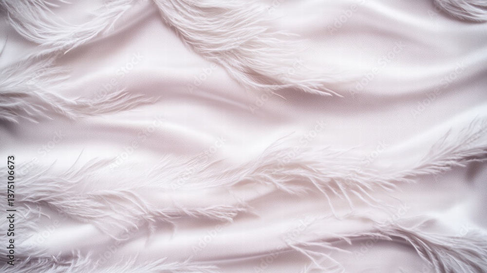 Poster single white feather resting on a pure white background emphasizing its softness and delicate nature