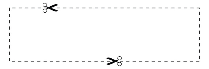 Fototapeta premium Scissors with cut lines isolated on white background. Vector illustration.