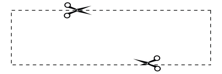 
Scissors with cut lines isolated on white background. Vector illustration.