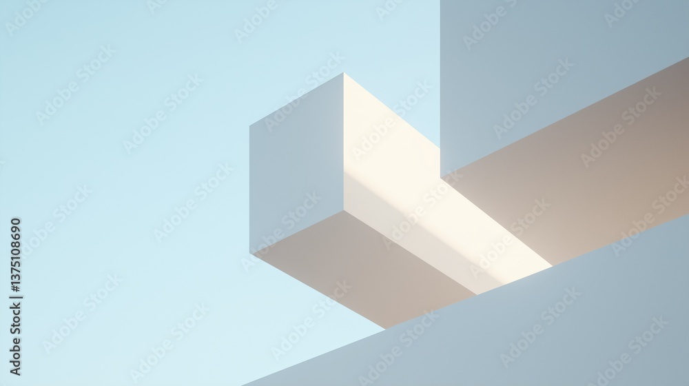 Poster abstract geometric composition with a light blue background. on the left side of the image, there is