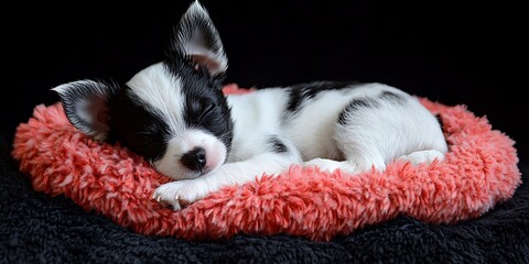 Sleeping Puppy in Cozy Bed.