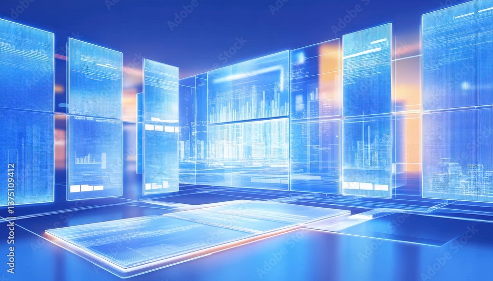 Poster futuristic data visualization in a digital environment