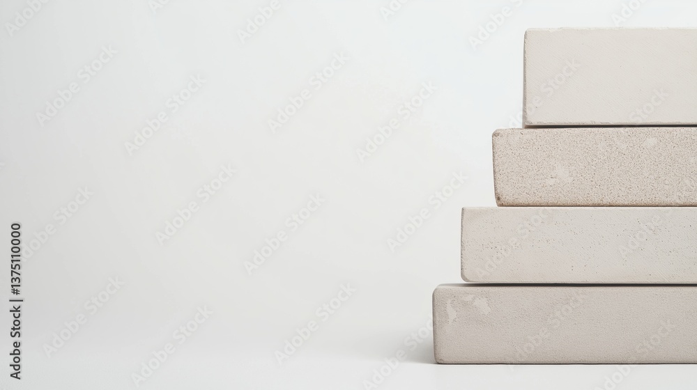 Poster stack of four white rectangular blocks arranged in a horizontal manner. the blocks are stacked on to