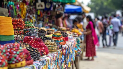Obraz premium Colorful Market Stall Display