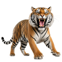 Obraz premium A Fierce Tiger Mid Roar, Sharp Fangs Exposed, with Intense Eyes and Powerful Presence