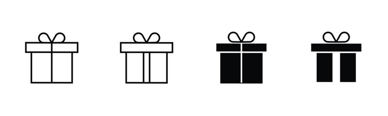 Present gift box icon Collection of flat thin outline vector