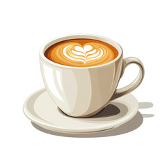 Elegant ceramic cup showcasing artful latte foam design on a dark canvas
