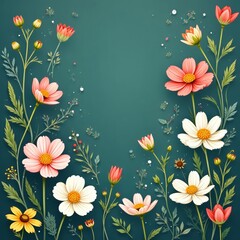 Fototapeta premium Hand-painted delicate wild flowers in a meadow seamless background, perfect for textiles and stationery, textiles, hand-painted
