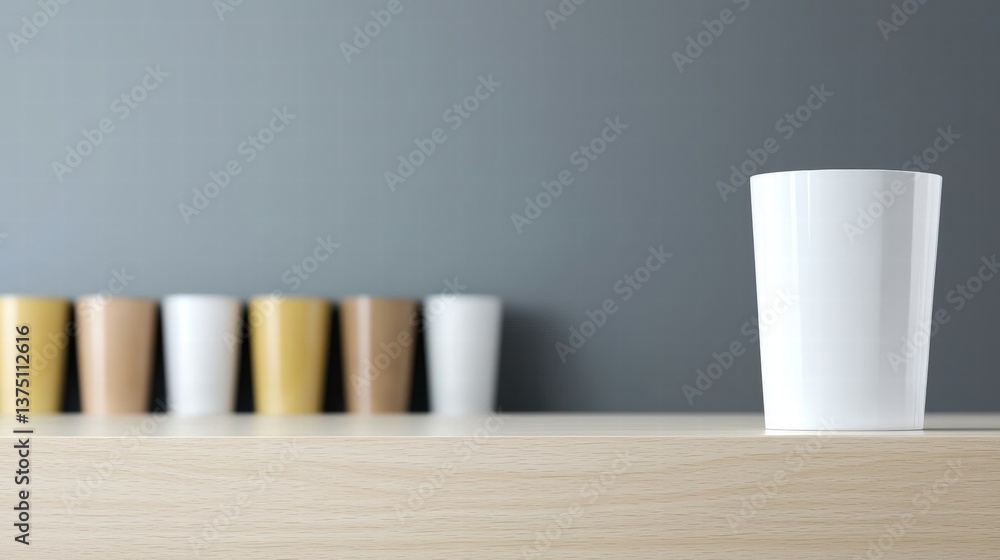 Poster a simple yet elegant white vase sitting on a table with a minimalist design and clean lines