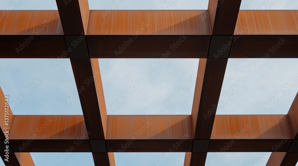 Aufkleber close-up of a wooden structure with multiple square openings. the structure appears to be made up of