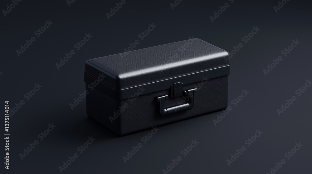 Fototapete 3d rendering of a black briefcase. the briefcase is rectangular in shape and has a lid on top. it ha