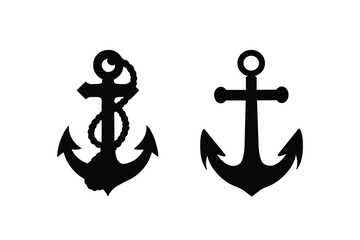 anchor with rope vector icon set illustration on white background.