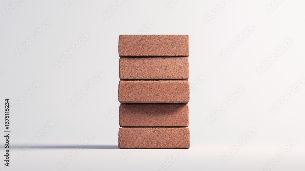 Poster stack of four red bricks arranged in a horizontal manner. the bricks are of different sizes and shap