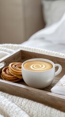 Enjoying a relaxing morning with coffee and cookies in bed