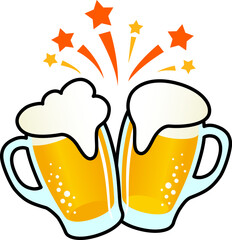 ビールが注がれたジョッキで乾杯