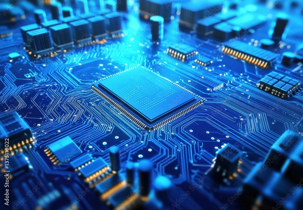 Aufkleber close-up of a modern circuit board with a processor