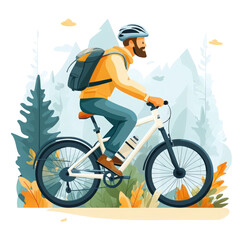 Fototapeta premium Cycling through scenic mountain landscapes: An active lifestyle illustration