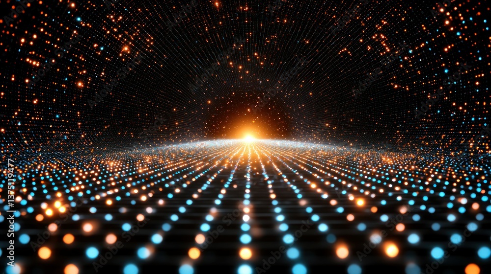 Aufkleber digital nebula: a journey through glowing data streams