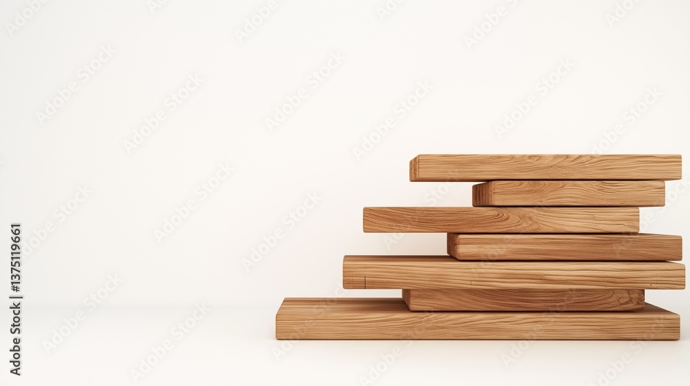 Poster stack of wooden blocks arranged in a horizontal manner. the blocks are made of light-colored wood an