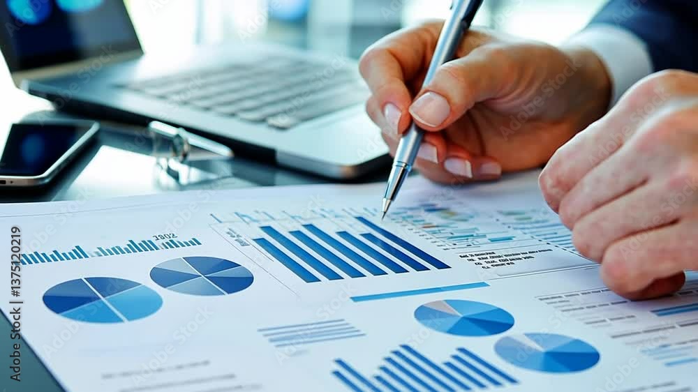 Poster analyzing charts and graphs for strategic business planning and data interpretation