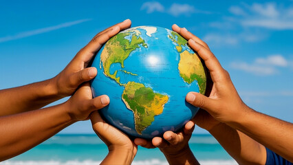 Hands Holding the Earth Symbolizing Global Care and Protection