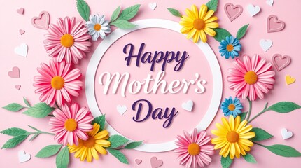 Happy Mother's Day with Colorful Flowers