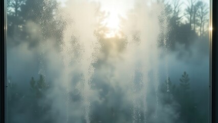 Frosted Glass Glow in a Retro Bathroom - Generative AI