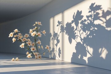 Enchanting Botanical Shadows on a Minimalist Surface for Stunning Art Presentation