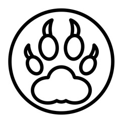 Wolf Paw Print Vector Line Icon Design