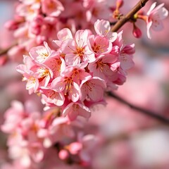 Close-up of Delicate Pink Cherry Blossoms in Full Bloom