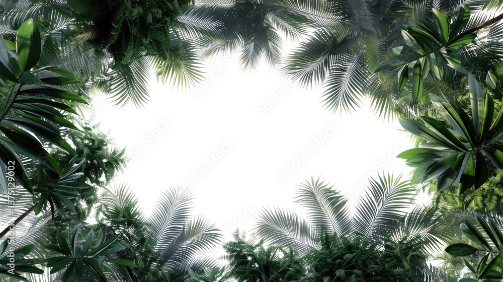 Aufkleber jungle canopy view: an immersive, eye-level perspective of a dense jungle canopy, creating a mesmeri