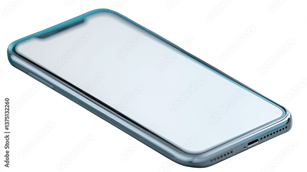 Poster sleek smartphone with blank screen: a contemporary smartphone, poised at a dynamic angle, showcases 