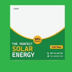 Green Solar Energy Social Post Facebook and Instagram Posts Powering a Sustainable Future, Switch to solar energy and take a step towards a greener, cleaner planet. Solar power reduces carbon emission