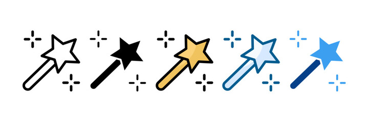 Magic Wand Icon Set Multiple Style Collection