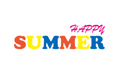 夏の訪れを祝福する、HAPPY SUMMER（ハッピーサマー）の文字の、シンプルなロゴマーク（ベクター素材）
