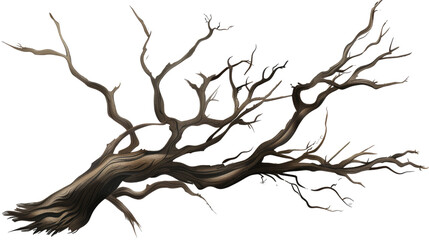 Barren Beauty: A solitary, gnarled branch stretches out against a minimalist background. Capturing the raw, austere beauty of nature's resilience and quiet strength. 