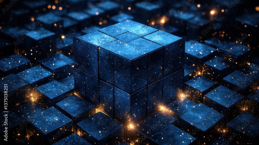 Poster cosmic cube: a digital universe of interconnected blocks