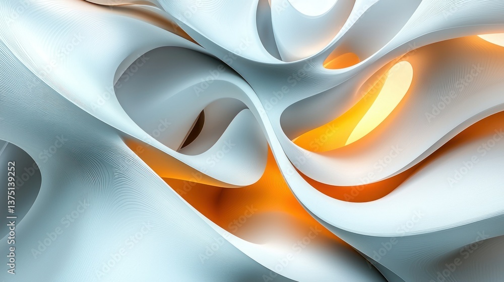 Aufkleber abstract 3d render: flowing curves of light and shadow